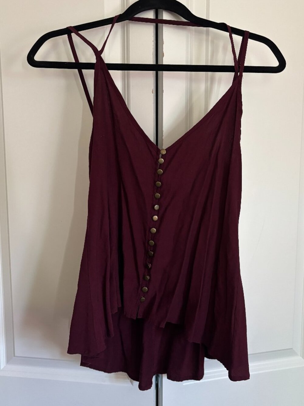 Deep purple burgundy backless flattering flowy tank top - S